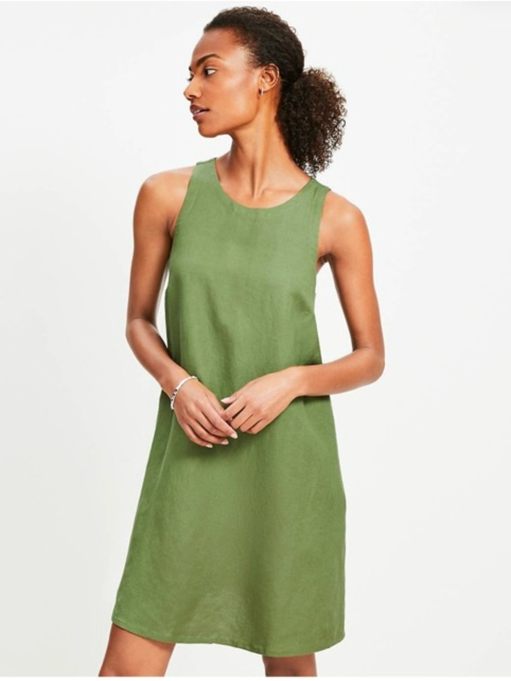 LOFT Olive Green Sleeveless Shift Mini Dress